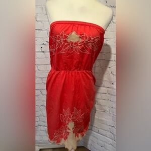 Heritage 1981 coral cotton strapless dress size large